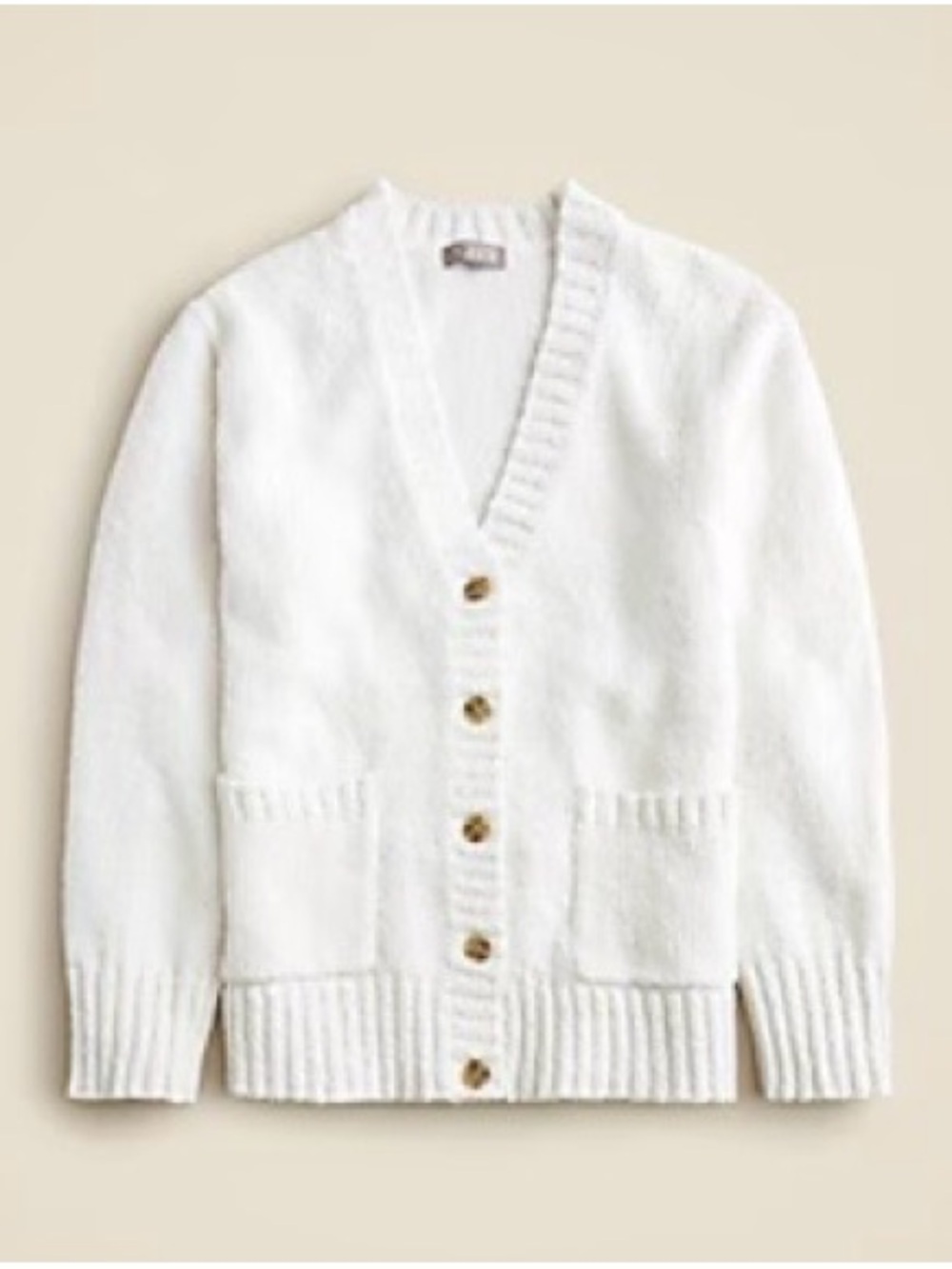 J. Crew White V-Neck Button Front Cardigan